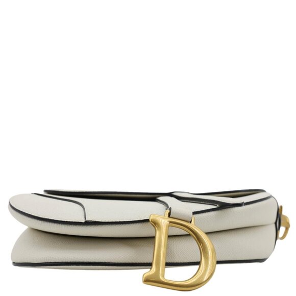 Christian Dior  Saddle Grained Calfskin Leather Shoulder Bag Off White - Picture 6 of 15